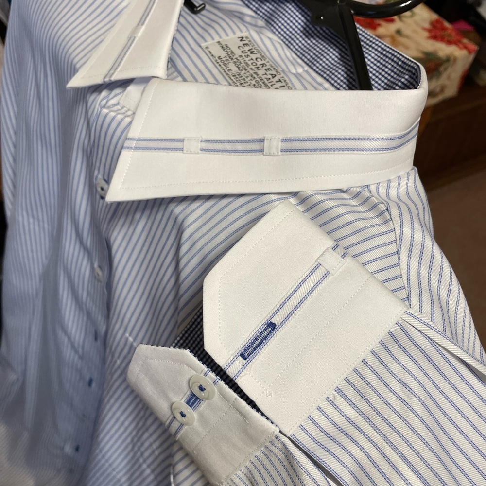 Hong Kong hand made, never worn, men’s dress shirt, size XL